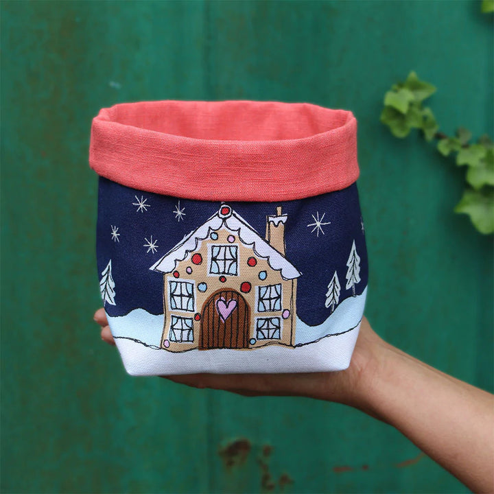Christmas Cabin Storage Pot Sewing Project by Poppy Treffry