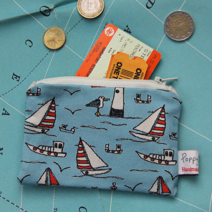 Seaside Flat Coin Purse by Poppy Treffry.