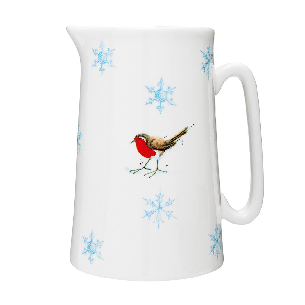 Winter Robin Bone China Large Jug by Jane Abbott