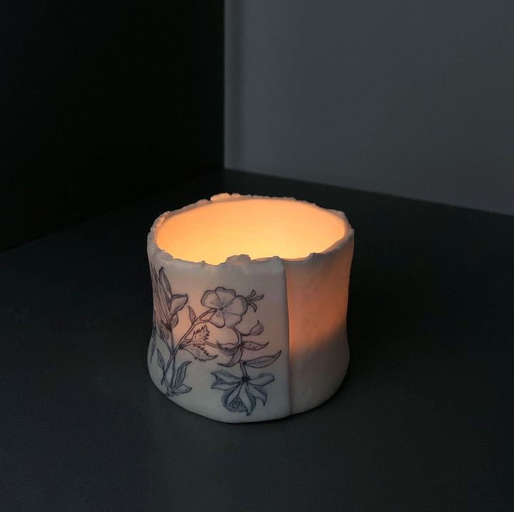 Azalea Handbuilt Ceramic Embossed Tea Light Holder
