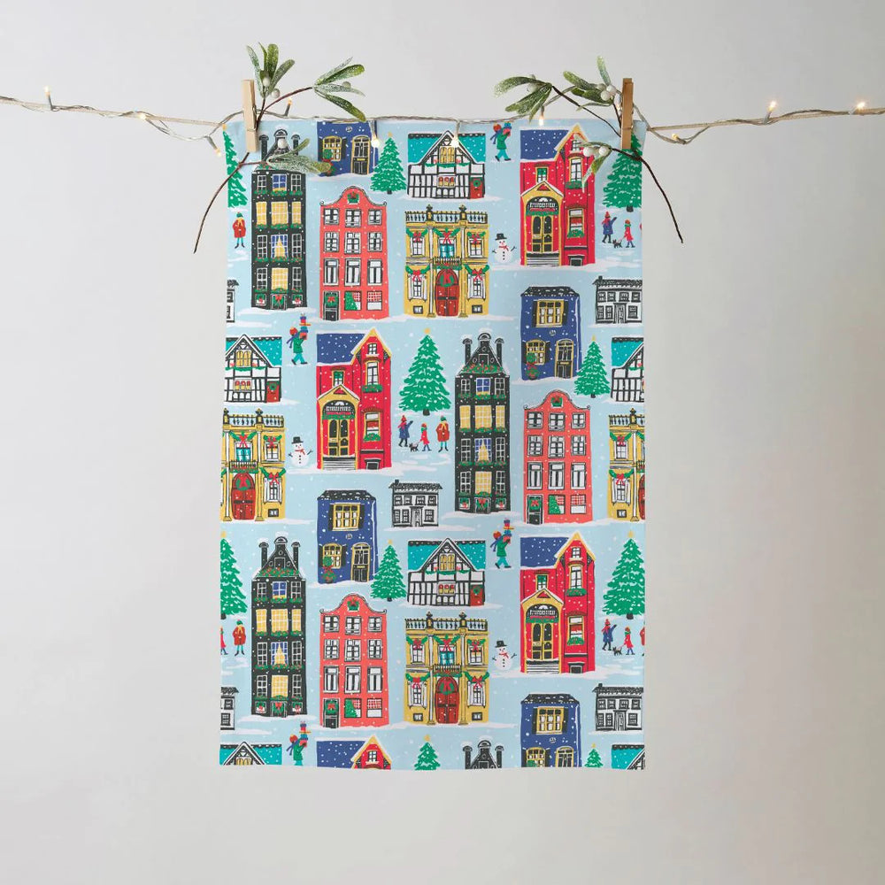Houses Recycled Cotton Tea Towel.