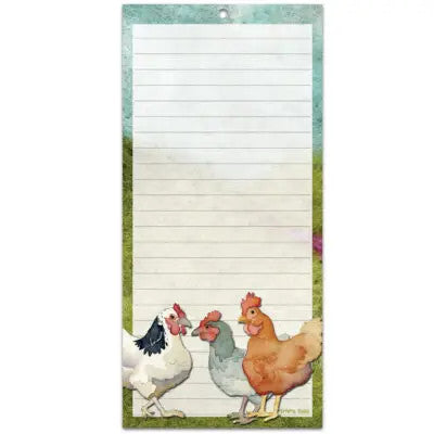 Felted Chickens Lined Magnetic Notepad by Emma Ball.