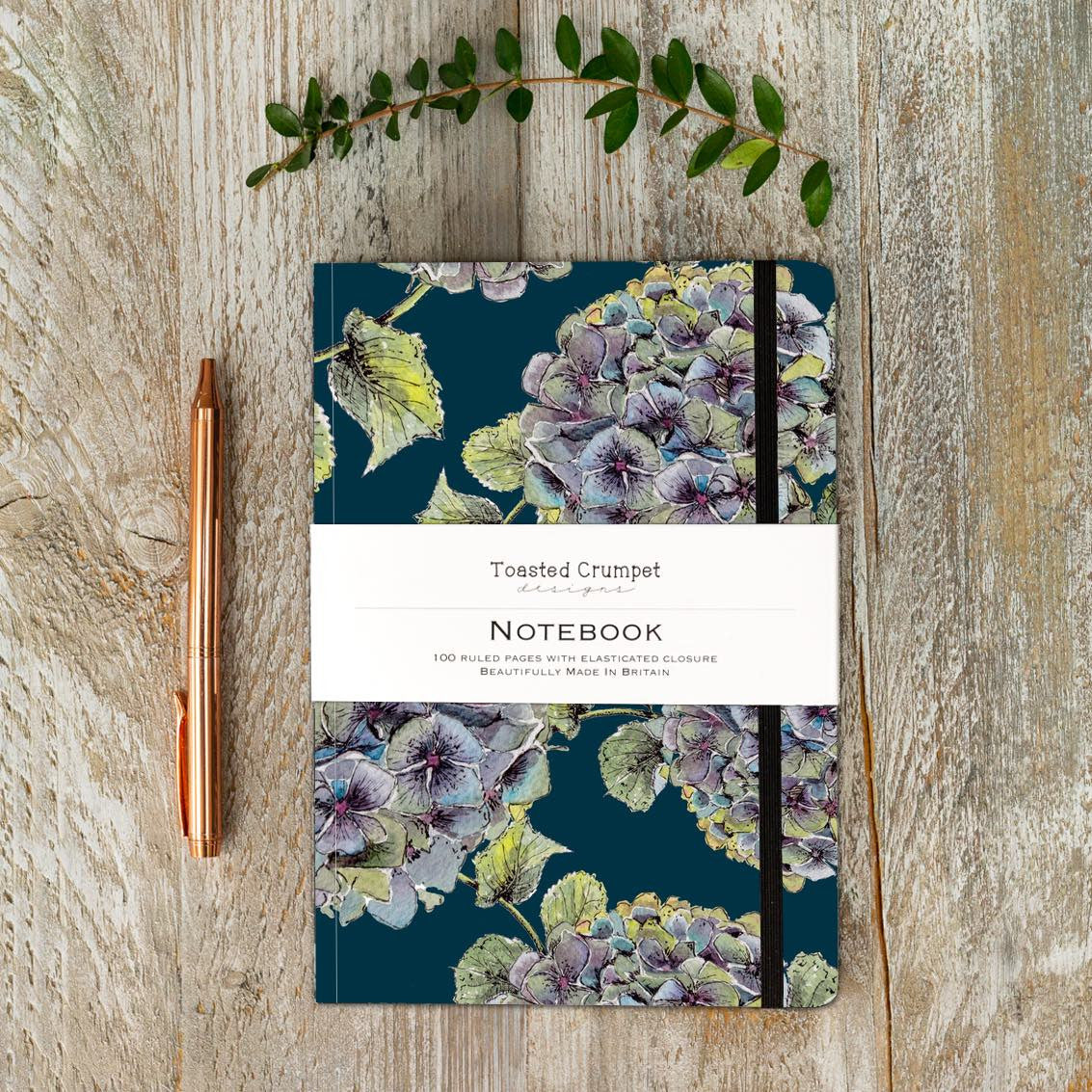 Hydrangea Noir A5 Lined Notebook by Toasted Crumpet