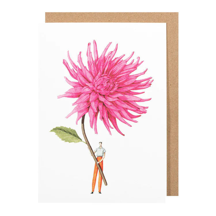 Pink Dahlia Blank Greetings Card by Laura Stoddart