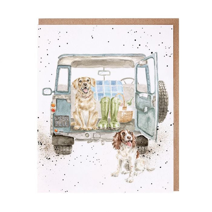 'Paws for a Picnic' Spaniel and Labrador Blank Greetings Card from Wrendale Designs. 