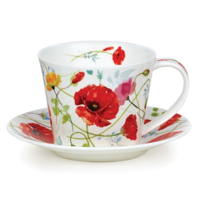 Fine bone china Dunoon Islay Wild Garden Poppy cup and & saucer.