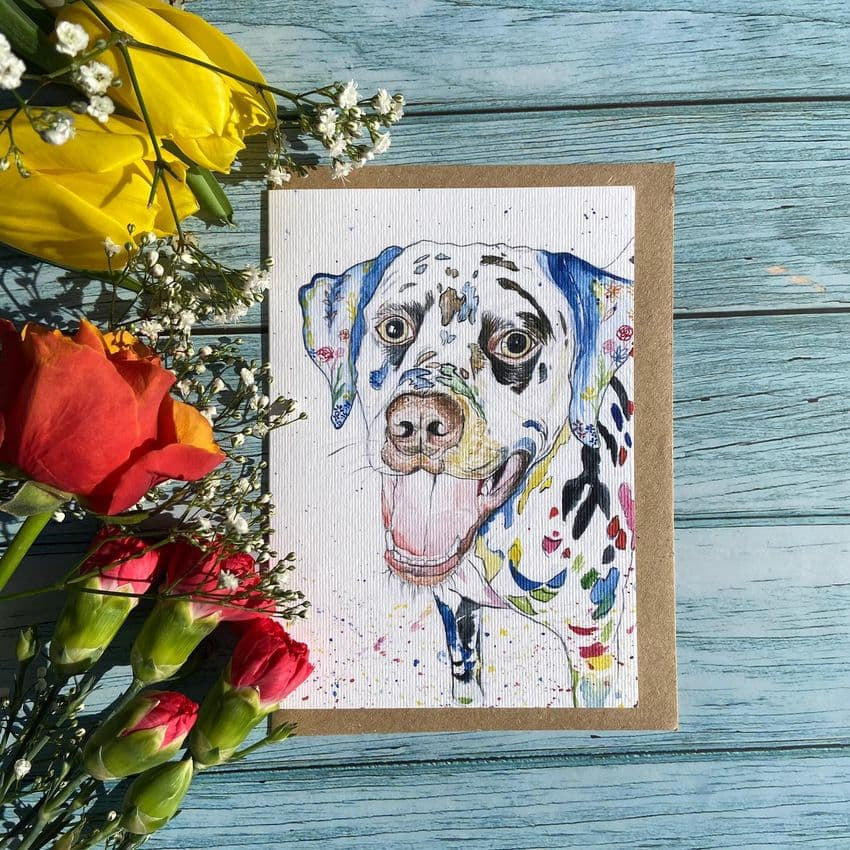 Charlie the Dalmation Blank Greetings Eco Card by Jen Winnett 