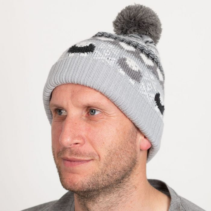Herdy Grey Fair Isle Bobble Hat