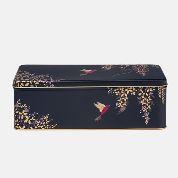 Dark Blue Bird Long Deep Rectangular tin from British Lifestyle Brand Sara Miller.