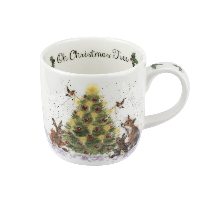 'Oh Christmas Tree' Fine Bone China Mug & Coaster Set from Wrendale Designs and Portmeirion