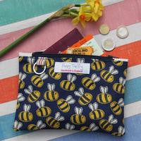 Busy Bee Flat Purse with Keyring by Poppy Treffry.