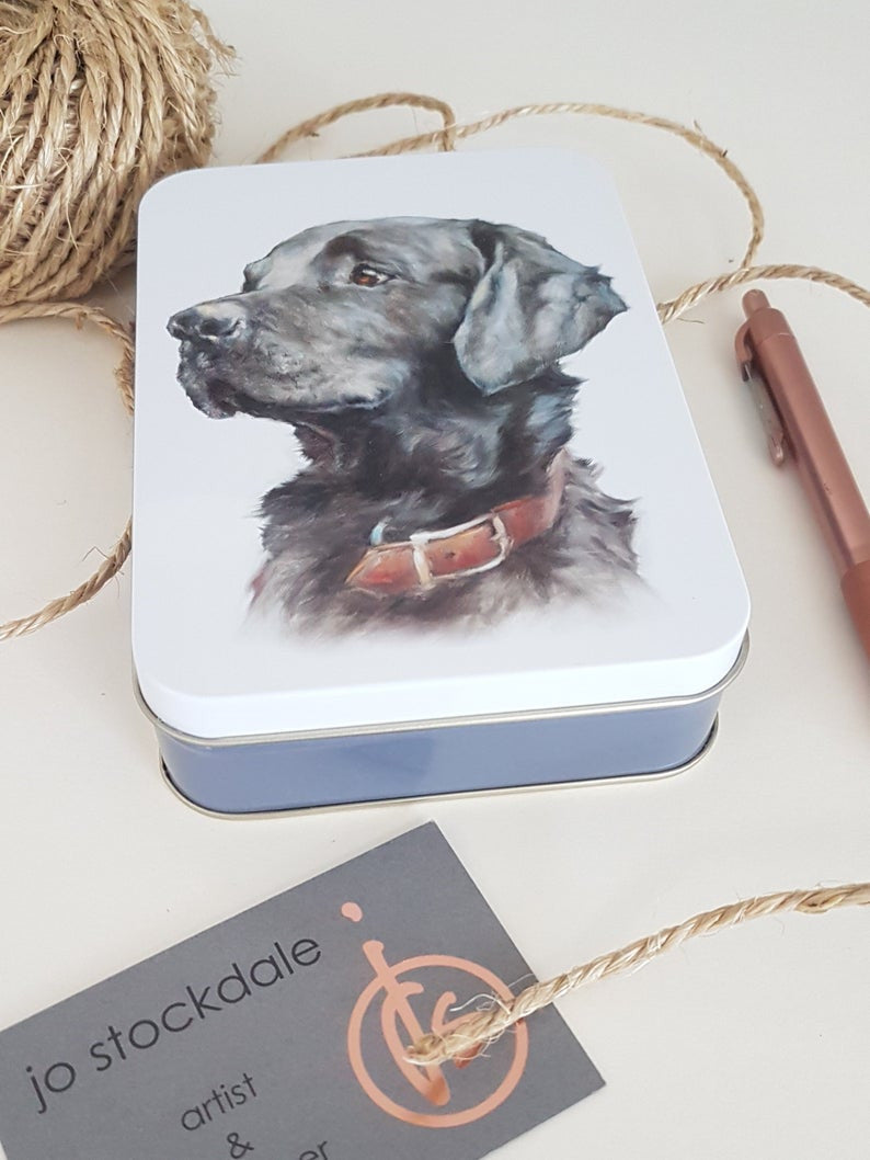 Jo Stockdale Best Friends Black Lab Small Rectangular Tin.