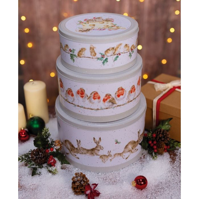 Christmas Set of 3 Cake Tins by Hannah Dale.