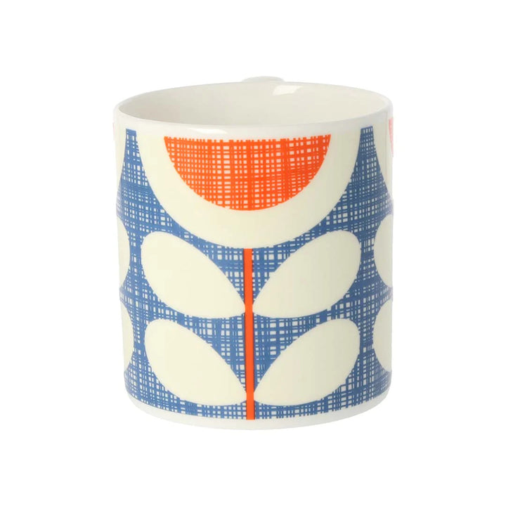 Scribble Sunflower Blue Bone China Mug by Orla Kiely