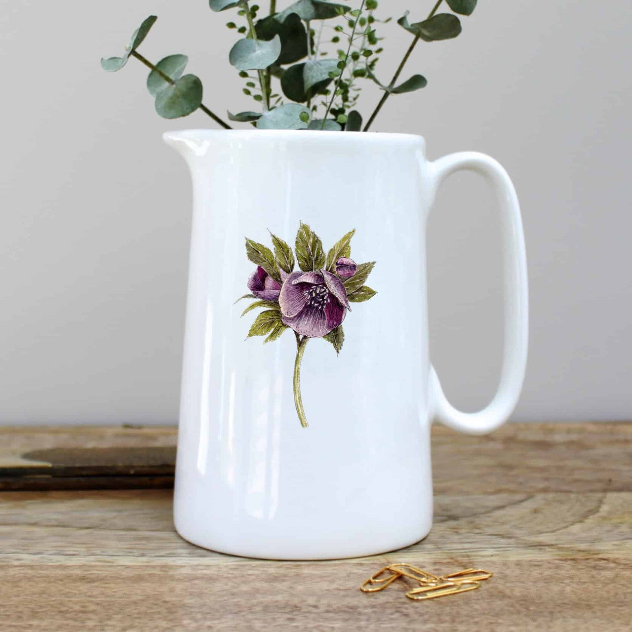 Hellebore Bone China Pint Jug by Toasted Crumpet.
