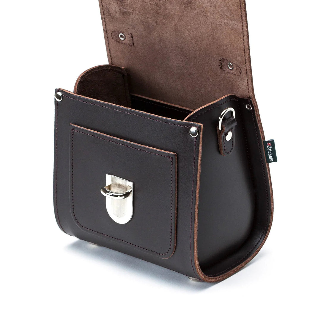 Zatchels Handmade Leather Sugarcube Dark Brown Small Handbag