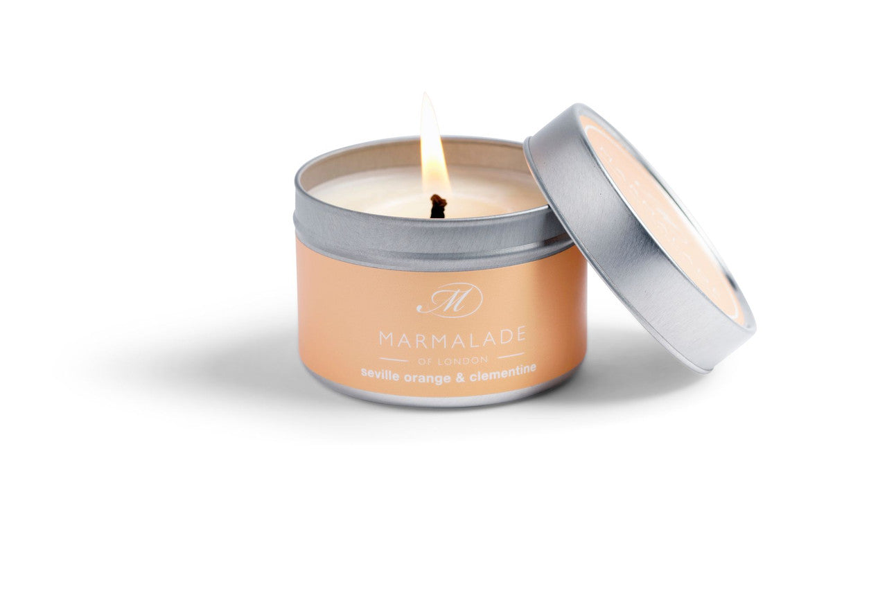 Seville Orange & Clementine Small tin Candle from Marmalade of London.