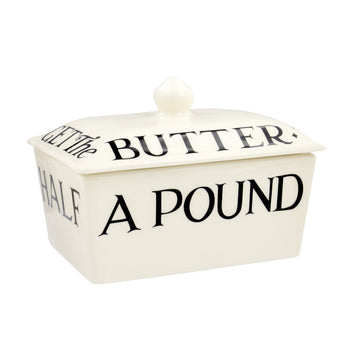 Emma Bridgewater handmade pottery Black Toast small butter dish. Image