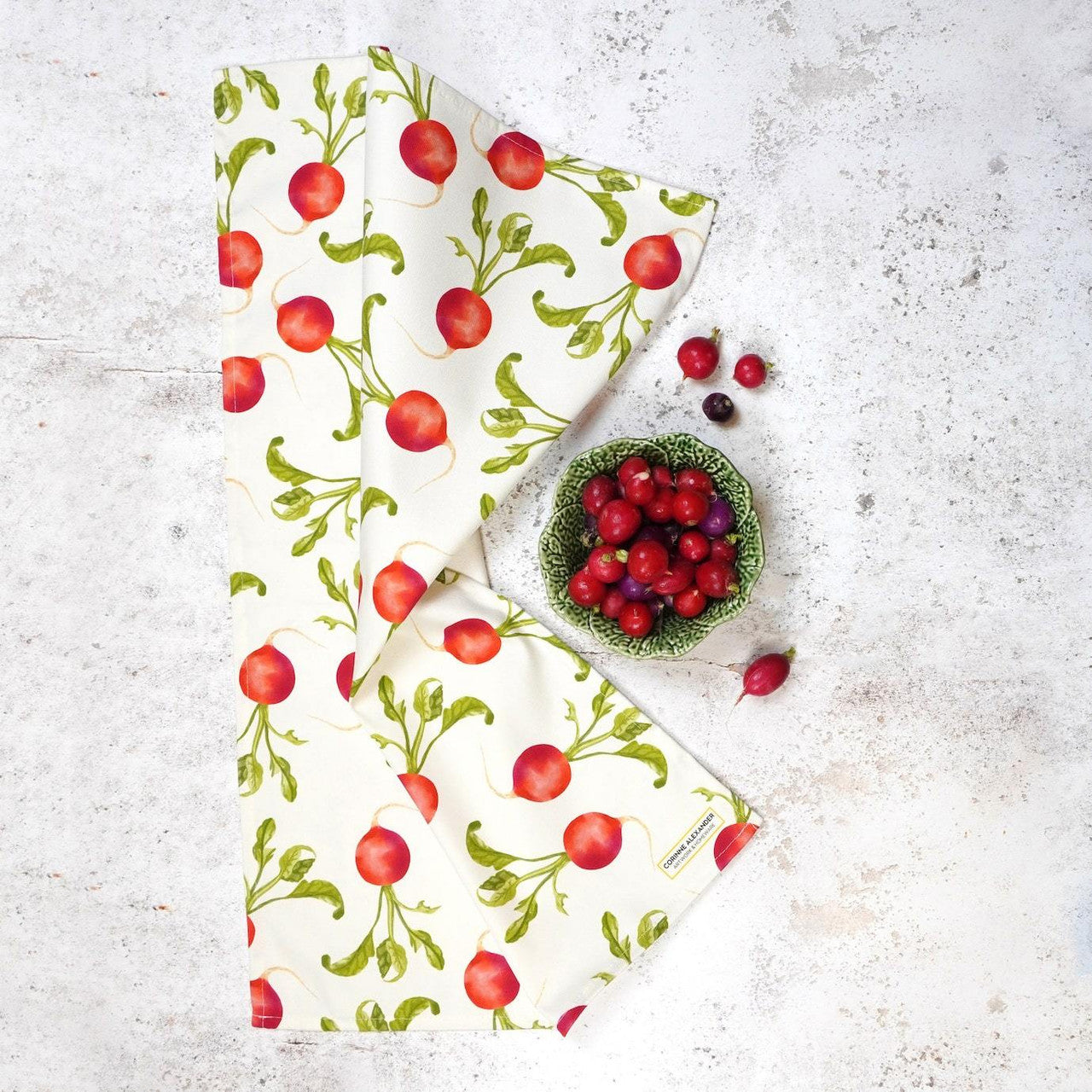 Radish Tea Towel by Corinne Alexander.
