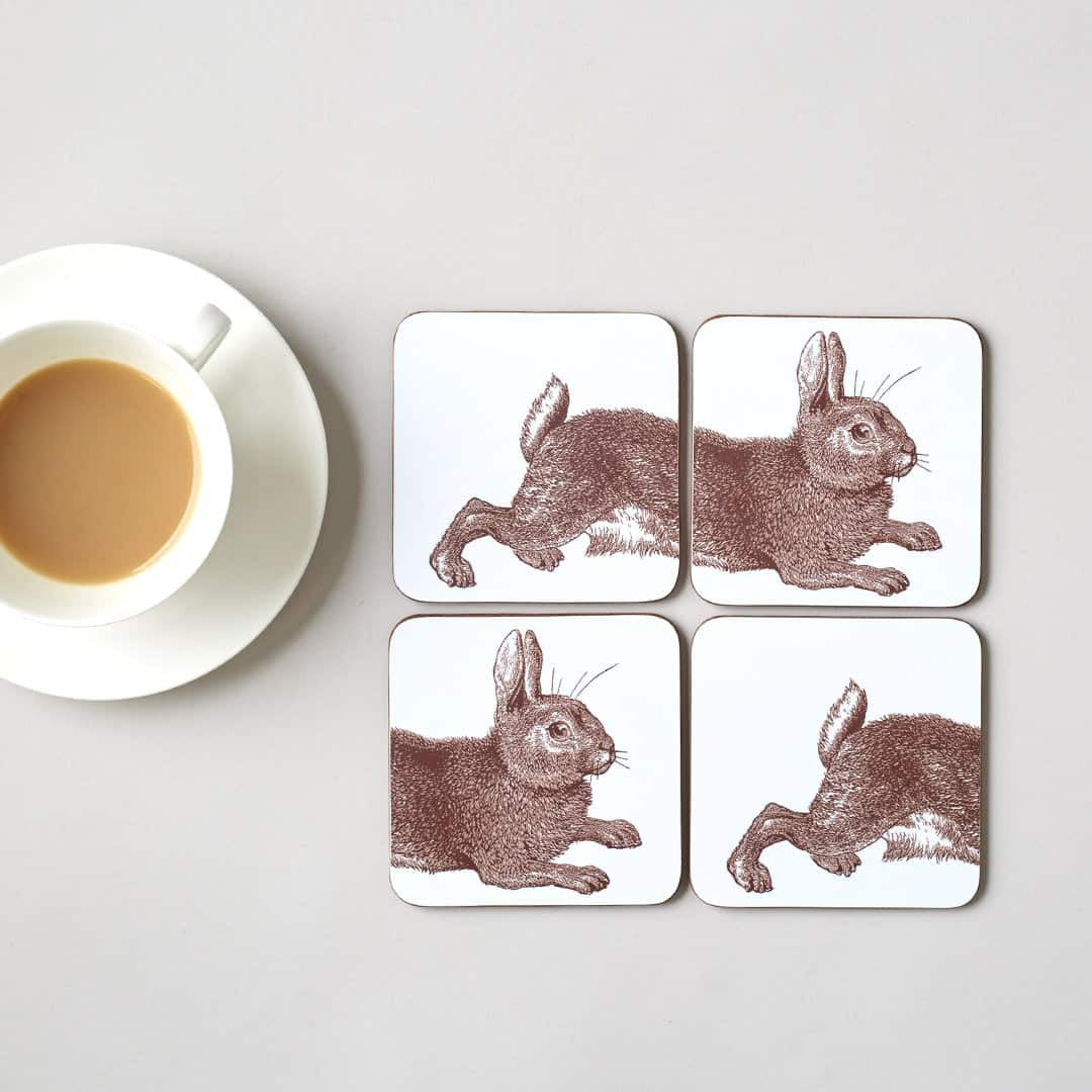 Rabbit & Cabbage Set of 4 Coasters by Thornback and Peel.