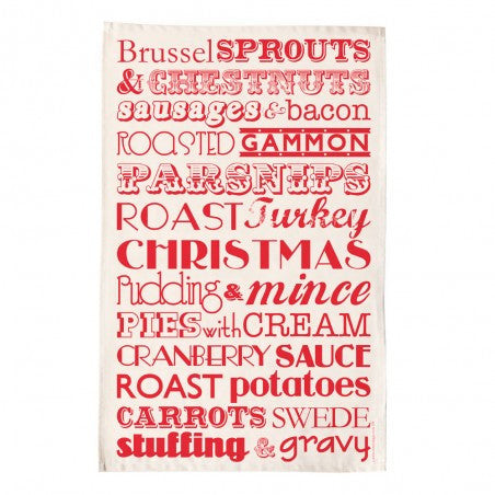 Christmas Dinner Tea Towel - Red