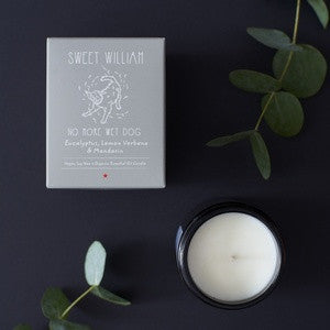 100% organic vegan No More Wet Dog candle from Sweet William Designs.