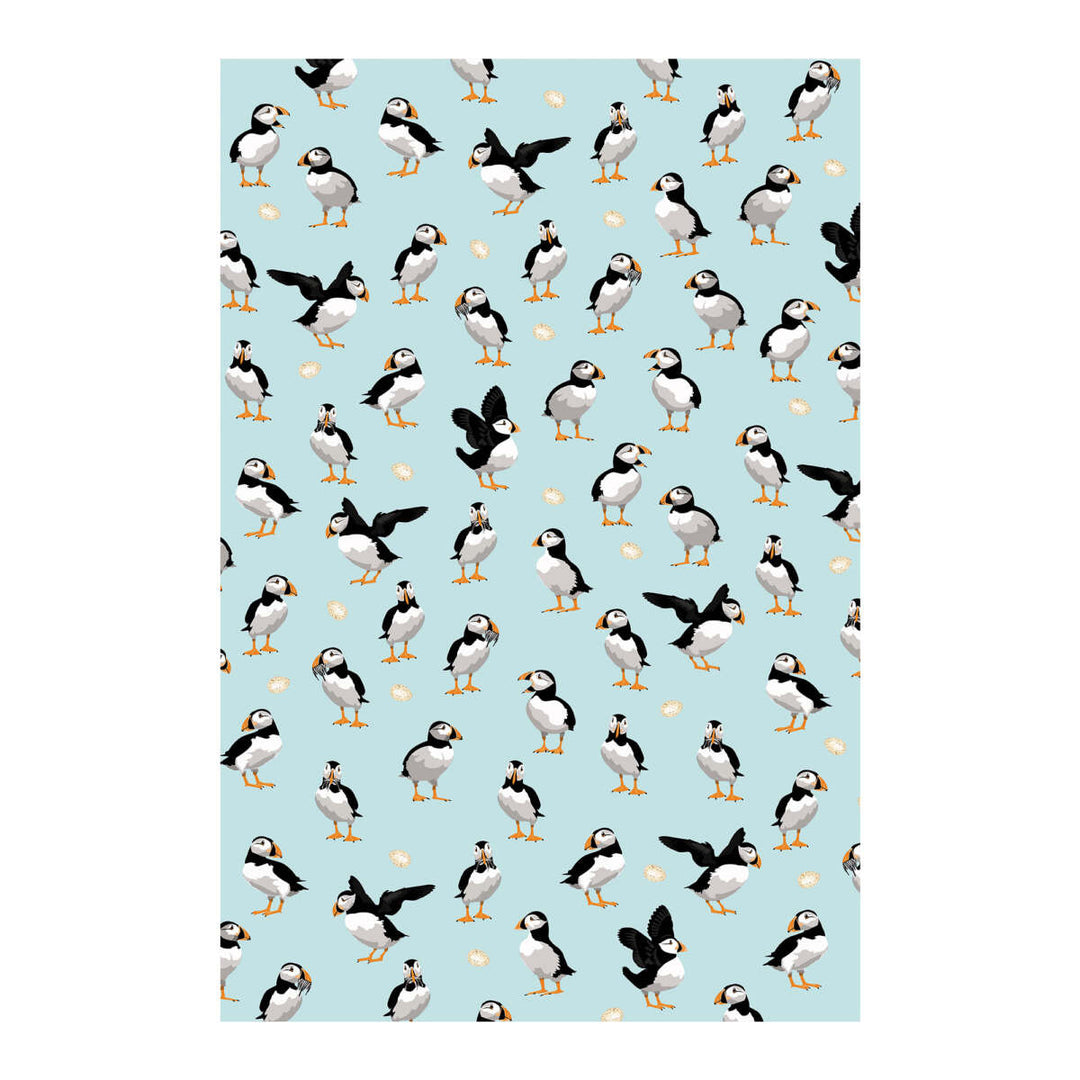 Puffins Cotton Tea Towel by Samuel Lamont.