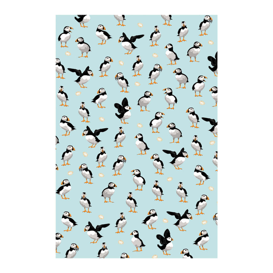 Puffins Cotton Tea Towel by Samuel Lamont.