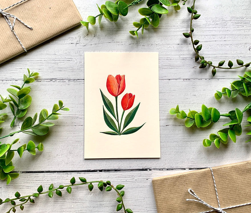 Tulips Greeting card by Becky Amelia.