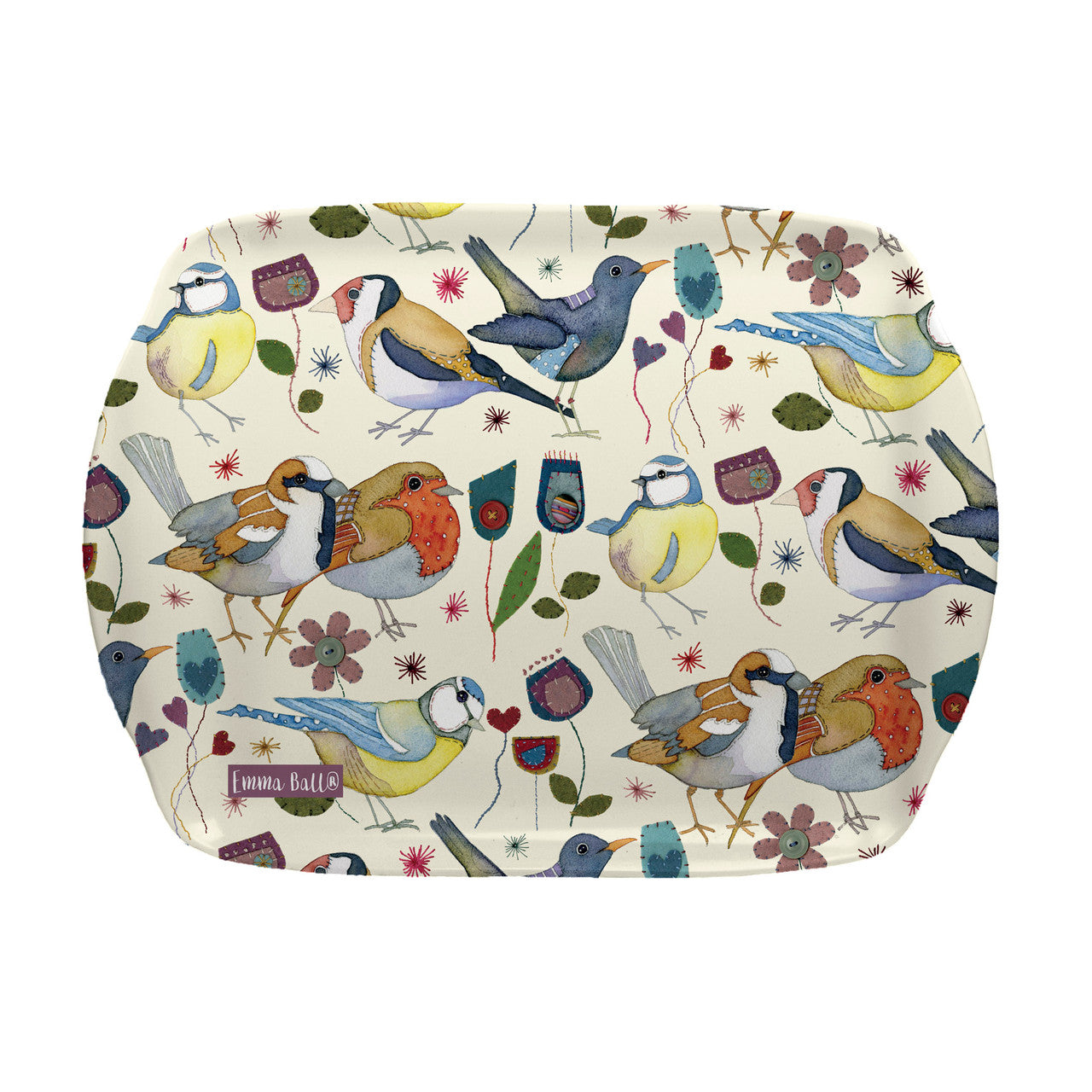 Stitched Birdies Melamine Scatter Tray