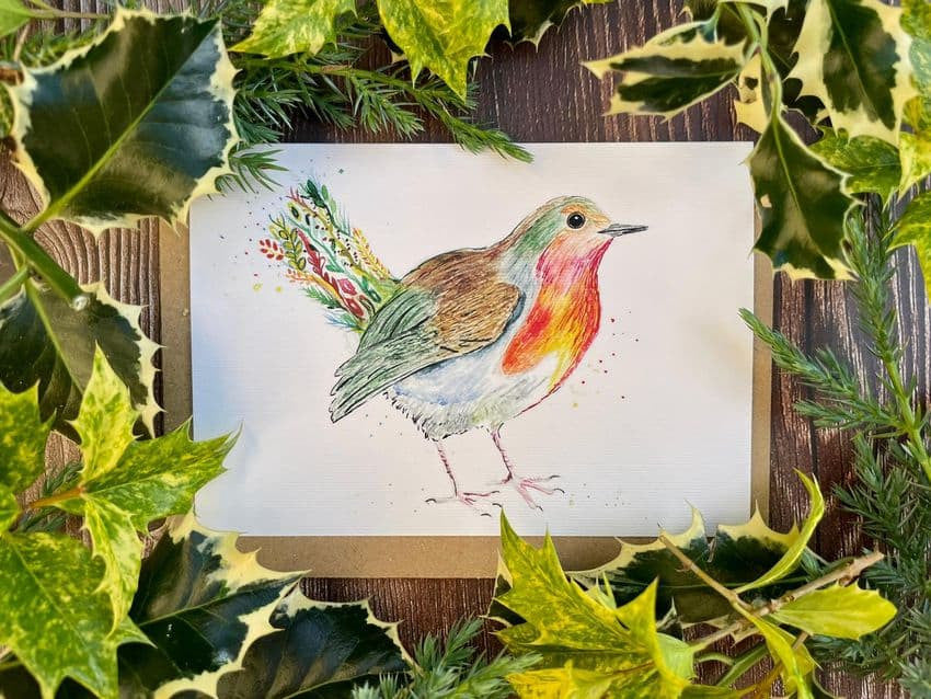  Robbie the Robin Blank Greetings Eco Card by Jen Winnett