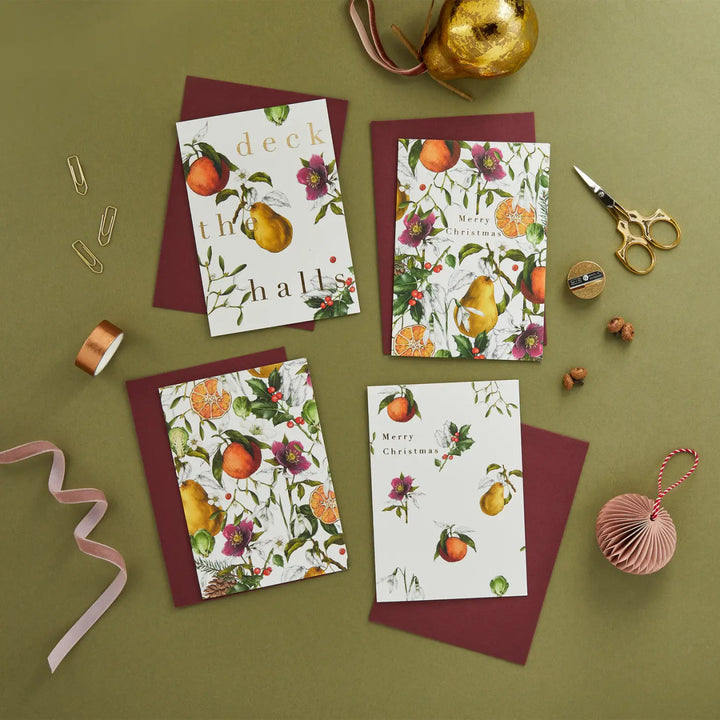 Winter Decadence - Box of 8 Luxury Botanical Christmas Cards