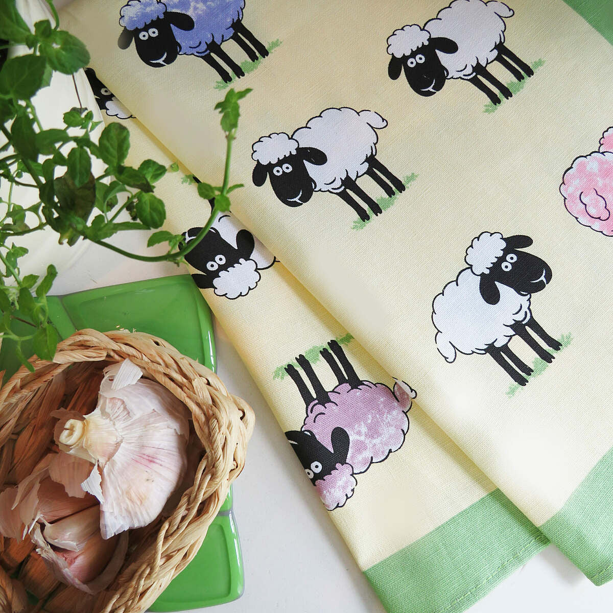 Sheepish Linen/Cotton Tea Towel by Samuel Lamont.