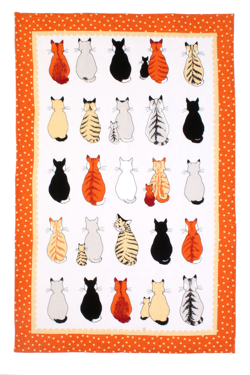 Cats in Waiting Cotton Tea Towel from Ulster Weavers