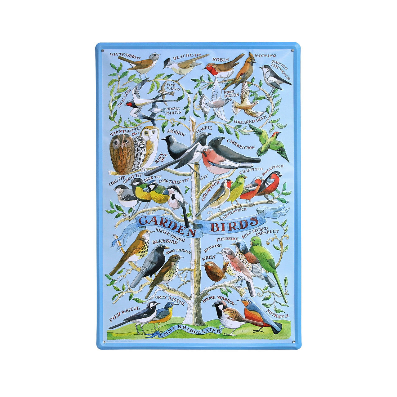 Garden Birds Embossed Metal Sign by Emma Bridgewater