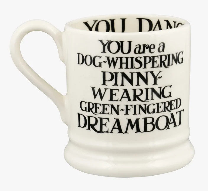 Black Toast King & Queen set of 2 half pint mugs from Emma Bridgewater.