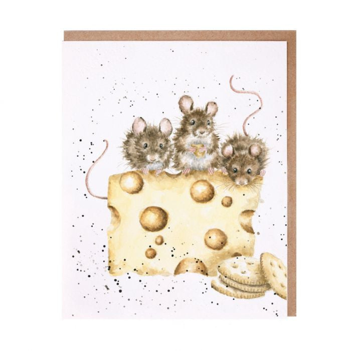 'Crackers about Cheese' Blank Greetings Card by Hannah Dale for Wrendale Designs.