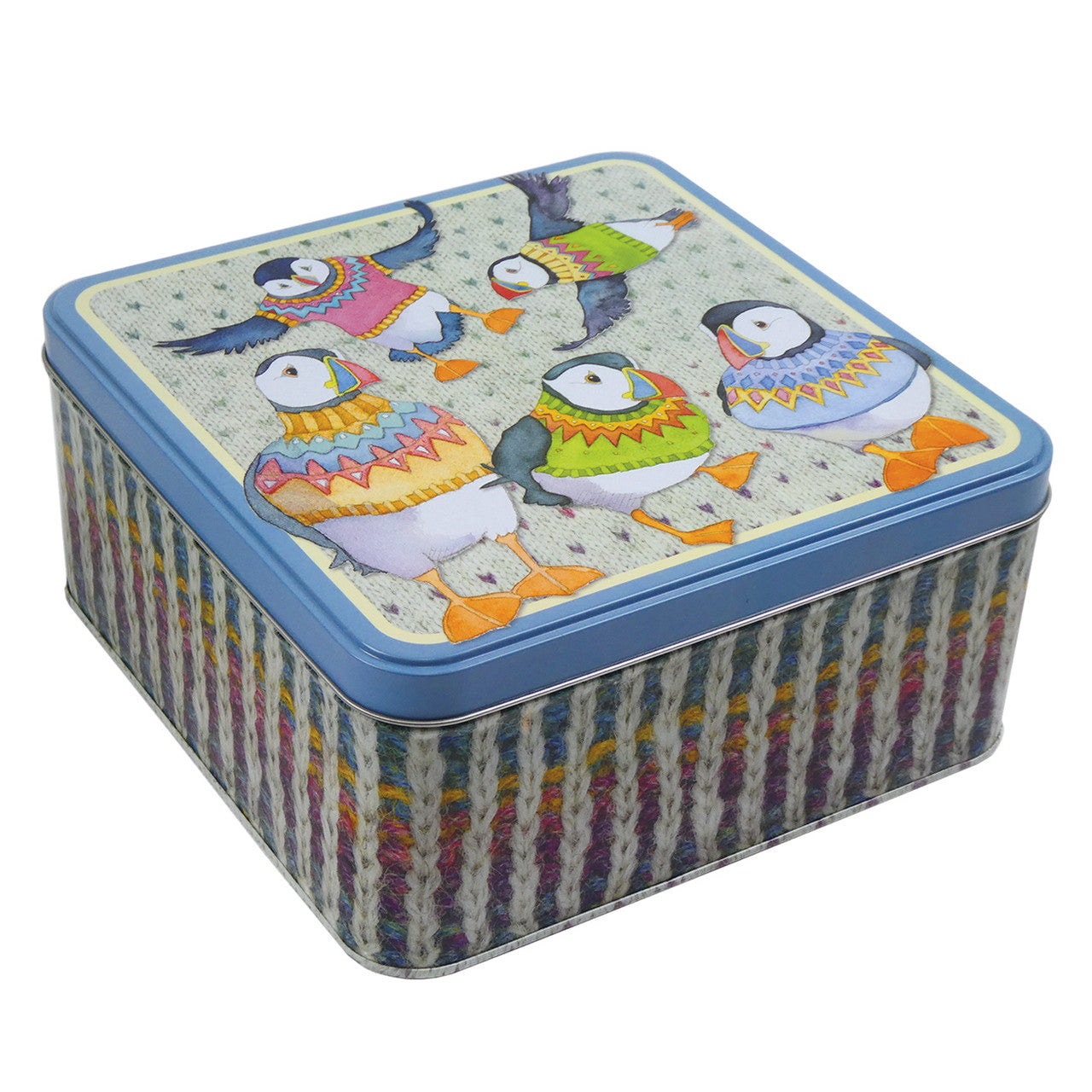 Woolly Puffins Large Square Tin