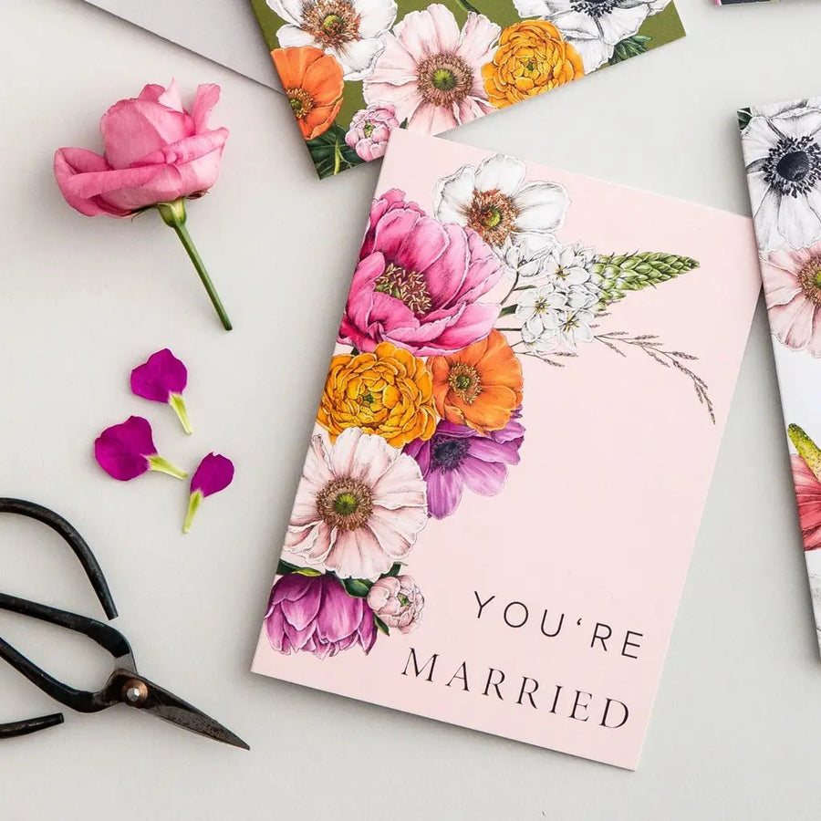 Floral Brights - You're Married card