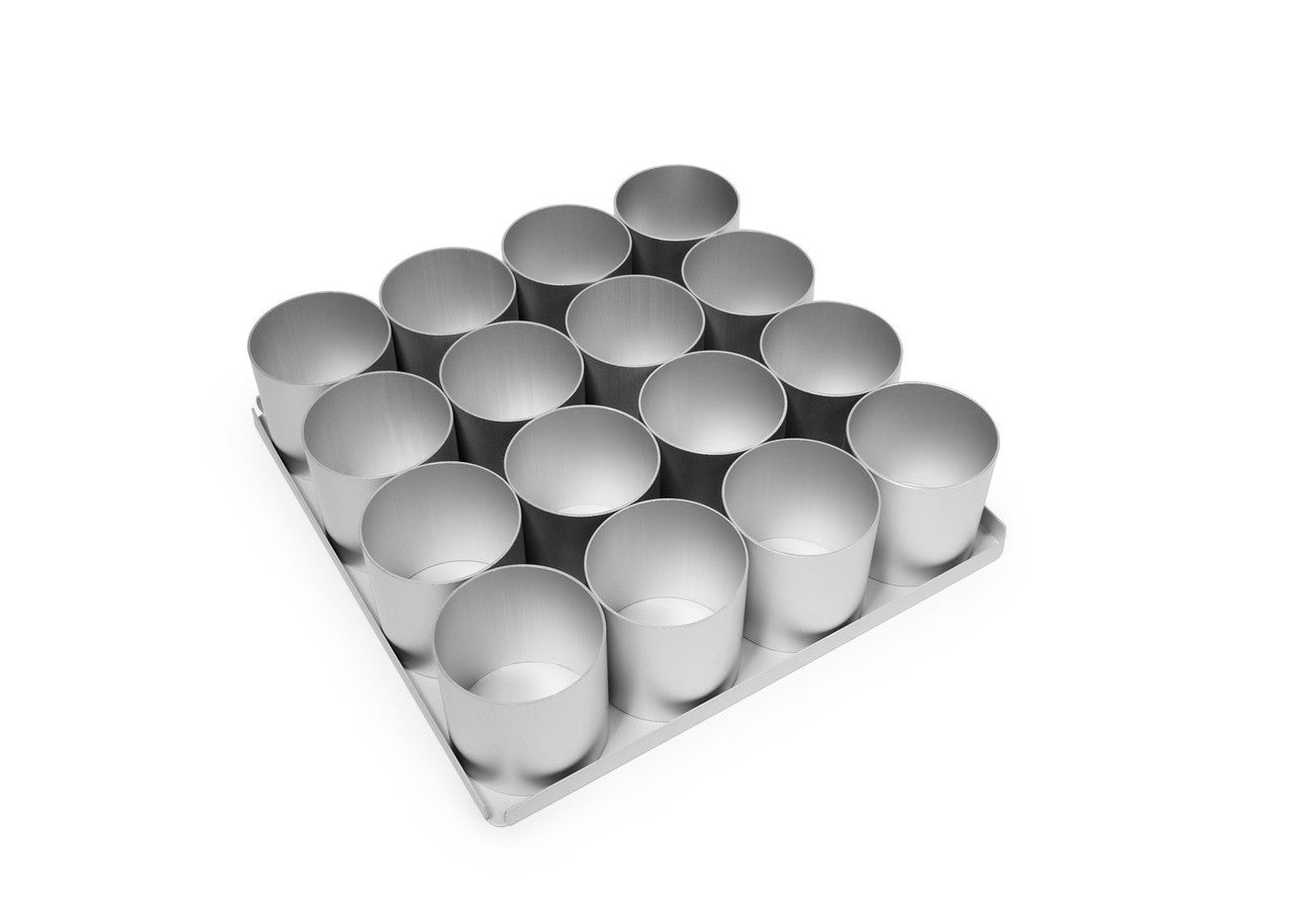 16 Piece 2 inch Round Multi Mini Cake Tin Set from Silverwood Bakeware. Handmade in the UK.