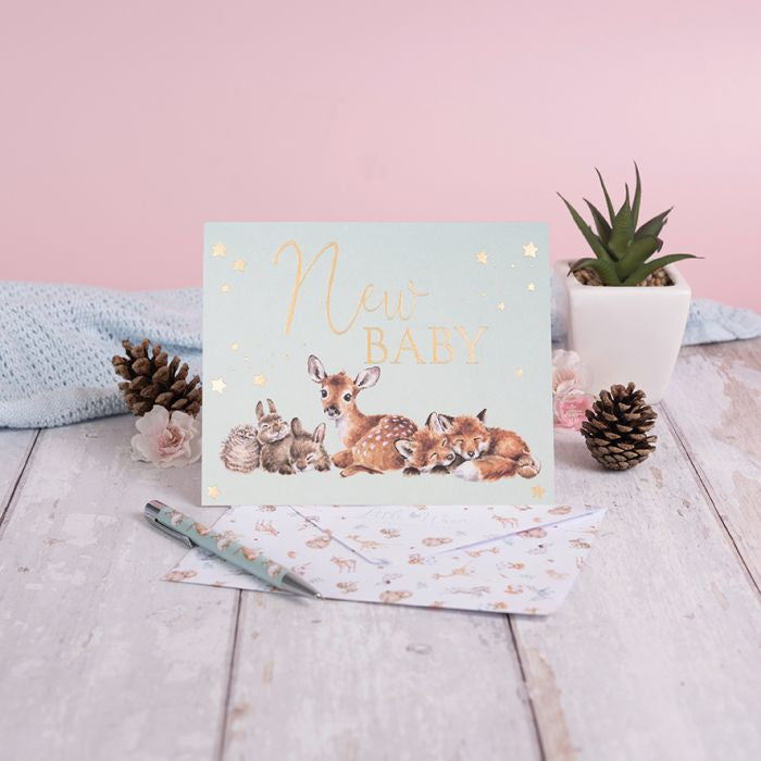 'Little Forest' New Baby Greetings Card by Hannah Dale for Wrendale Designs.