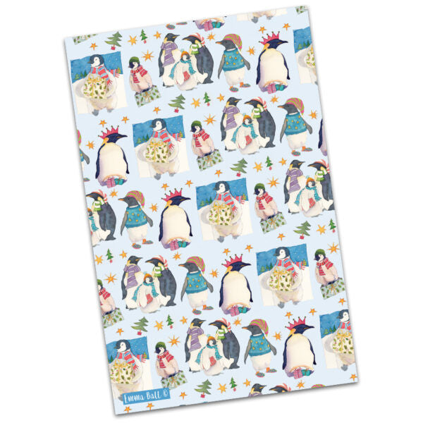 Christmas Penguin Tea Towel by Emma Ball.