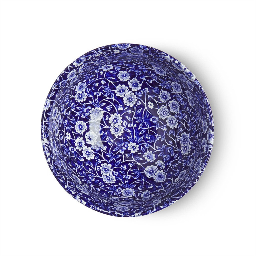 Burleigh Blue Calico Small Footed Bowl. Handmade in England