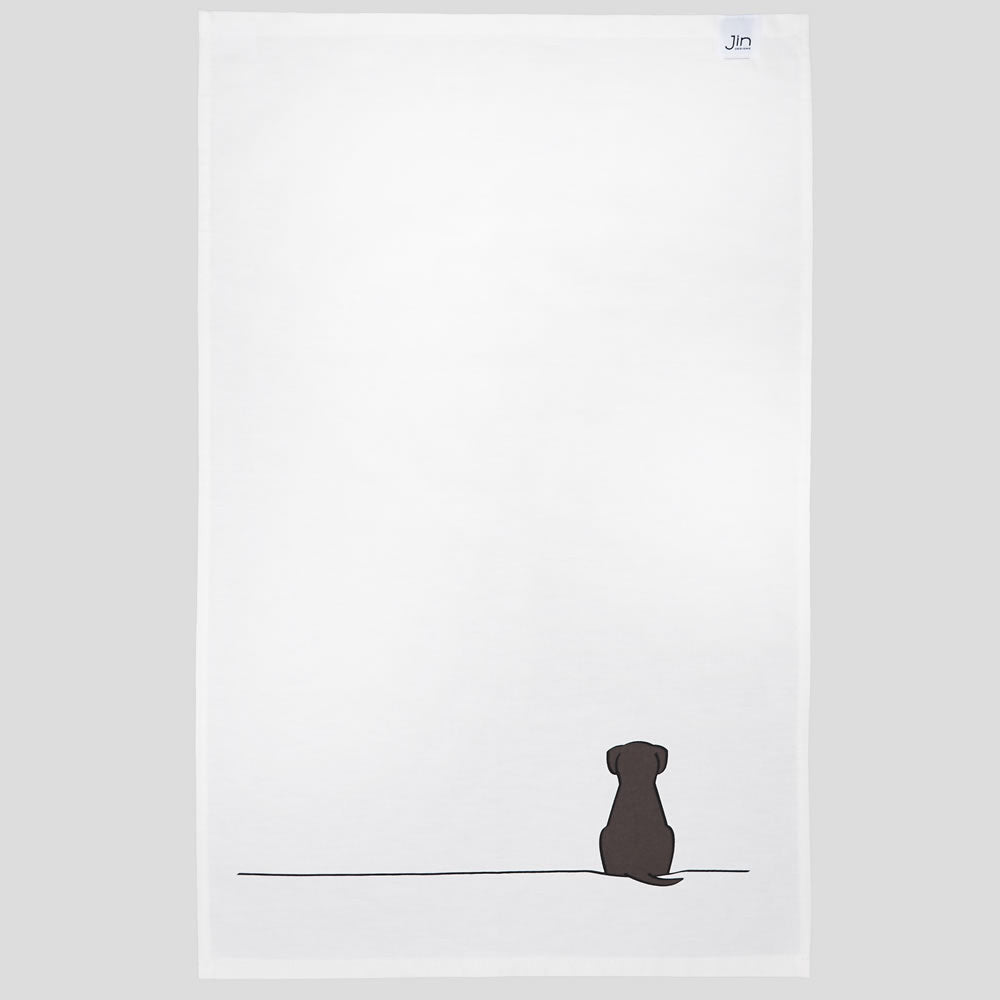 Sitting Dog Tea Towel by Jin Designs.