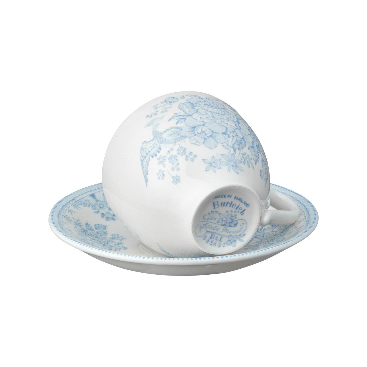 Blue Asiatic Pheasant Teacup and Saucer