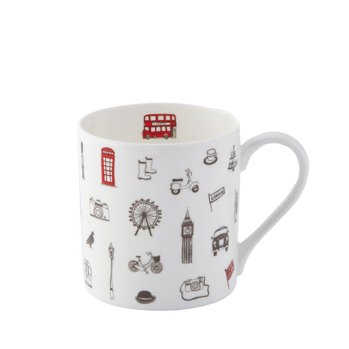 Simply London Mug - Charcoal & Red