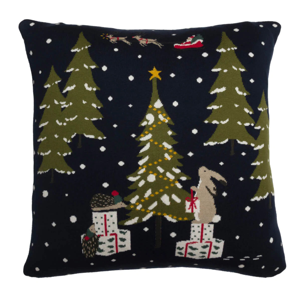 Sophie Allport Festive Forest Knitted Statement Pillow