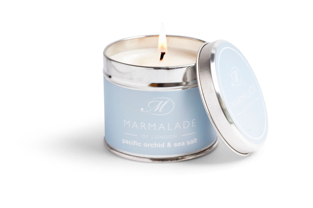 Pacific Orchid & Sea Salt Medium tin Candle from Marmalade of London.