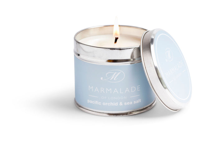 Pacific Orchid & Sea Salt Medium tin Candle from Marmalade of London.