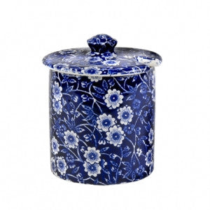 Blue Calico Covered Jam/Sugar Pot